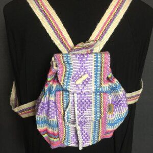 Pinzon Backpack Colorful Woven Fabric Rainbow Pride Pocket Soft Made in Mexico